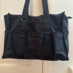 Black Tote Bag with Multiple Pockets